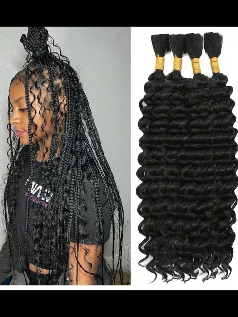 22" Deep Bulk Braiding Hair Bundle | 1B Natural Black | Bonus Styling Kit
